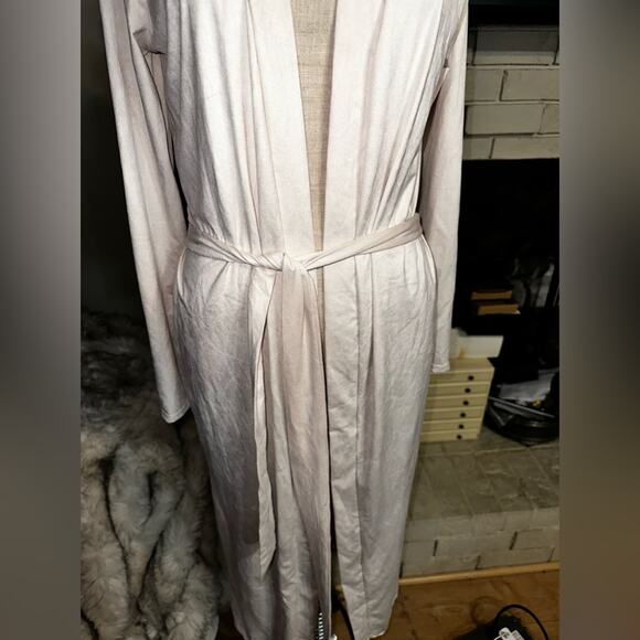 FASHION NOVA long cardigan sweater cream soft spandex belted size large - Picture 3 of 8